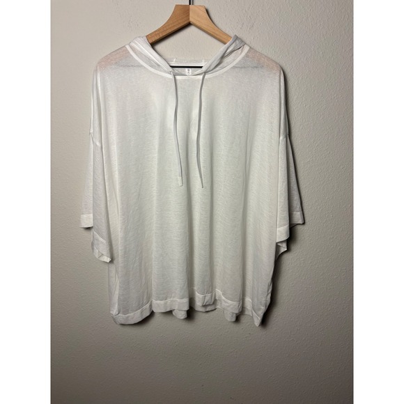 Athleta Tops - Athleta Vapor Hooded Lightweight Tee White Oversized Sheer Hoodie 3X 566910